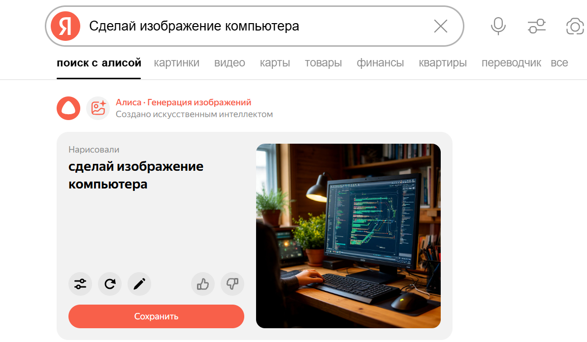 Генерация контента прямо в Поиске